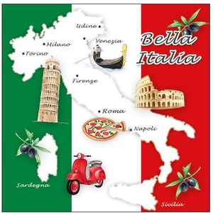 60x Italie landen vlag thema servetten 33 x 33 cm - Italiaanse vlag/steden/laars feestartikelen - Landen decoratie