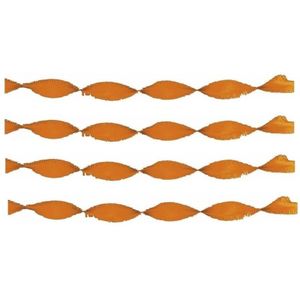 4x Crepe papier slingers 6 meter oranje - feestslingers