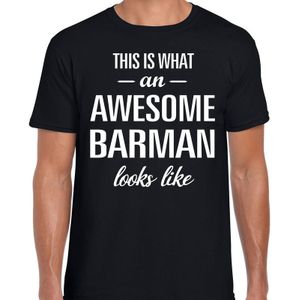 Awesome/geweldige Barman cadeau t-shirt zwart heren - beroepen shirts / verjaardag cadeau