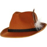 Guirca Tiroler/oktoberfest hoedje voor heren - 4x - verkleed accessoires - bruin - Jagershoedje