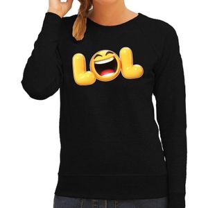 Funny emoticon sweater LOL zwart voor dames - Fun / cadeau trui