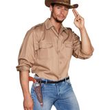 Carnaval verkleed set cowboyhoed Utah - bruin - en holster met revolver - volwassenen