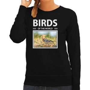Dieren foto sweater Hop - zwart - dames - birds of the world - cadeau trui Hop vogels liefhebber