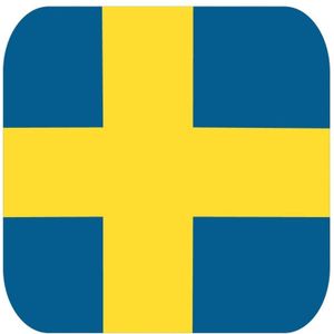 30x Bierviltjes Zweedse vlag vierkant - Zweden feestartikelen - Landen decoratie