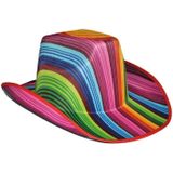 4x stuks gekleurde gestreepte cowboyhoed - Carnaval verkleed  hoeden regenboog kleuren