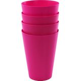 8x drinkbekers van kunststof 430 ml in het roze - Limonade bekers - Campingservies/picknickservies