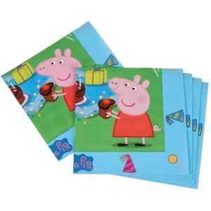 60x Peppa Pig themafeest kinderfeestje servetten 33 x 33 cm - Thema feest servetten - Papieren wegwerpservetten 3-laags