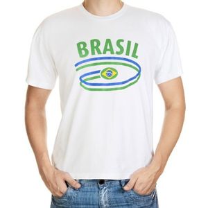 Wit heren t-shirt Brazilie