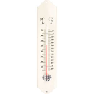 Esschert design thermometer - voor binnen en buiten - ivoor wit - 30 x 7 cm - Celsius/fahrenheit