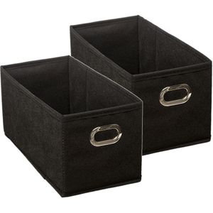 Set van 4x stuks opbergmand/kastmand 7 liter zwart linnen 31 x 15 x 15 cm - Opbergboxen - Vakkenkast manden