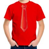 Bellatio Decorations Verkleed t-shirt voor kinderen - stropdas - rood - jongen - carnaval/themafeest