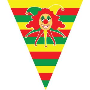 5x stuks carnaval thema vlaggenlijn slingers met clowntje - Feestartikelen/versieringen - 5 meter