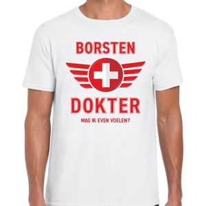 Borsten dokter verkleed t-shirt wit voor heren - fout dokter carnaval / feest shirt kleding / kostuum