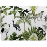 3x stuks rechthoekige placemats jungle print wit kurk 30 x 40 cm - Placemats/onderleggers - Tafeldecoratie