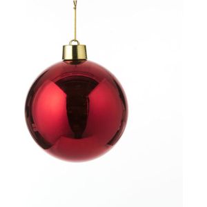 1x Grote kunststof kerstbal rood 20 cm - Groot formaat rode kerstballen