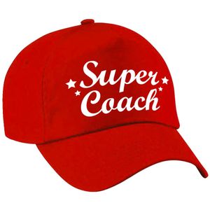 Super coach cadeau pet / baseball cap rood voor dames en heren - kado voor een coach