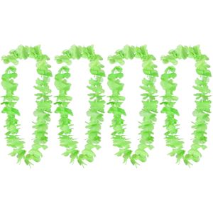 Boland Hawaii krans/slinger - 4x - Tropische kleuren groen - Bloemen hals slingers