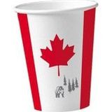 8x stuks Canada vlag kartonnen bekers 200 ml - Canadese feestartikelen/versiering
