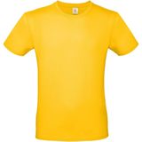 Set van 3x stuks geel basic t-shirt met ronde hals voor heren - katoen - 145 grams - gele shirts / kleding, maat: XL (54)