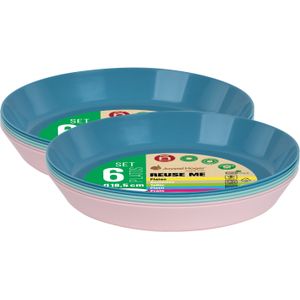 Juypal Borden - 12x - pastel tinten - kunststof - D18,5 x H2,5 cm - herbruikbaar - BPA-vrij