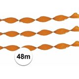 2x Feest of verjaardag versiering slinger oranje 24 meter