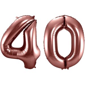 Folat Folie ballonnen - 40 jaar cijfer - brons - 86 cm - leeftijd feestartikelen