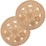 Set van 12x stuks ronde placemats jute naturel - 38 cm - Onderleggers