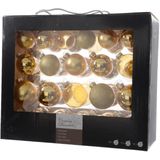 Kerstversiering glazen kerstballen pakket 5-6-7 cm goud mix 42x stuks met goudkleurige haakjes