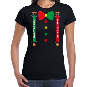 Carnaval t-shirt Marotte bretels en strik voor dames - zwart - Sittard - Carnavalsshirt / verkleedkleding