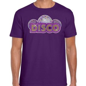 Disco feest t-shirt paars voor heren - discofeest / party shirt - 70s / 80s party outfit