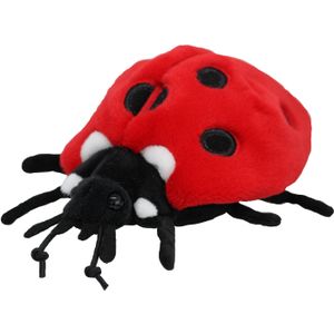 Nature Planet Knuffeldier Lieveheersbeestje - zachte pluche stof - premium knuffels - rood/zwart - 15 cm