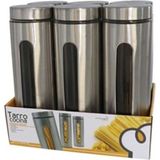 Gerim - Voedsel bewaren voorraad pot - 3x stuks - zilver rvs - deksel - 1900 ml