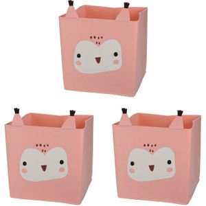 Opbergmand vilt kinderkamer - 3x stuks - dieren thema uil - 32 cm