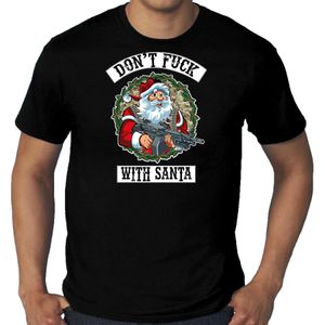 Grote maten fout Kerstshirt / Kerst t-shirt Dont fuck with Santa zwart voor heren - Kerstkleding / Christmas outfit