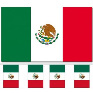 Bellatio Decorations - Vlaggen versiering - Mexico - Vlag 90 x 150 cm en vlaggenlijn 9m