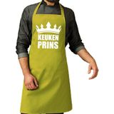 Keuken Prins barbeque schort / keukenschort lime groen voor heren - bbq schorten