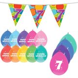 Haza Leeftijd verjaardag thema pakket 7 jaar - ballonnen/vlaggetjes