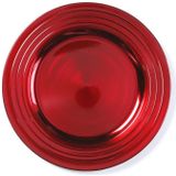 8x Diner/kerstdiner borden/onderborden rood 33 cm rond - Onderbord / kaarsenbord / onderzet bord