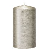 6x Zilveren cilinderkaars/stompkaars 7 x 13 cm 25 branduren - Geurloze zilverkleurige kaarsen - Woondecoraties