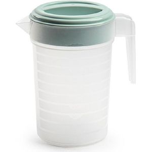 Forte Plastics Waterkan/Sapkannen Transparant/Mintgroen met Deksel 1 liter