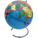 Decoratie wereldbol/globe blauw op ijzeren voet/standaard 20 x 24 cm -  Landen/contintenten topografie