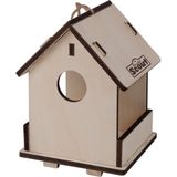 Pakket van 4x stuks 2-in-1 Vogelhuisje/nestkastje van hout 14 x 19 cm - Tuindecoratie/accessoires - Vogelvriendelijk - Vogelhuisjes - Voederhuisjes - Nestkastjes