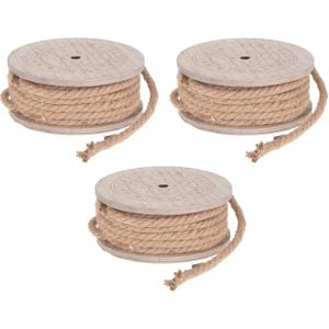 3x Decoratie/hobby touw jute bruin lengte 7 meter dikte 8 mm -  Hobbytouw