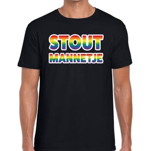 Stout mannetje gaypride t-shirt - regenboog t-shirt zwart voor heren - Gay pride