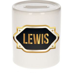 Lewis naam cadeau spaarpot met gouden embleem - kado verjaardag/ vaderdag/ pensioen/ geslaagd/ bedankt