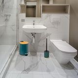 5Five Badkamerset - pedaalemmer en toiletborstel - petrolblauw - 3L - badkamer accessoires