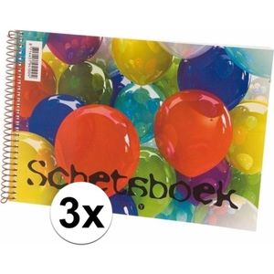 3x stuks Schetsboeken tekenpapier wit papier A4