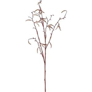 Bruine Betula pendula/berkenkatjes paastak kunsttak 66 cm - Kunstbloemen/kunsttakken - Kunstbloemen boeketten