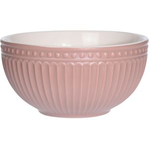 Excellent Houseware Soepkommen/serveer schaaltjes - Roman Style - keramiek - D14 x H7 cm - oud roze/rood - Stapelbaar