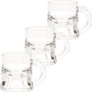 12x Shotglas/shotjes bierpul glaasjes/glazen met handvat 2cl - Herbruikbare shotglazen - Oktoberfest/kroeg/bar/cafe shot/shotjes glazen